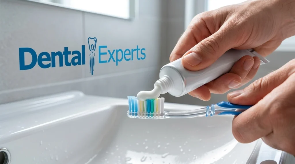 Applying sensitivity toothpaste to a soft toothbrush