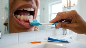 Brushing at 45 degrees into the gumline, the technique that stops gum bleeding