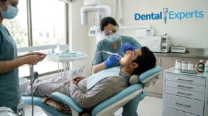 Dentist performing a deep cleaning procedure to treat gum disease
