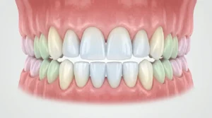 Full set of 32 adult teeth showing incisors, canines, premolars and molars