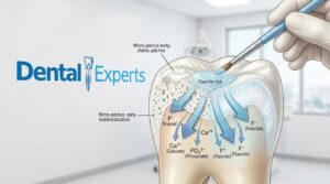 Illustration showing how fluoride reverses early tooth decay