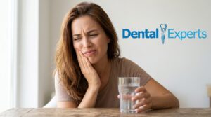 Person experiencing early cavity symptoms from a cold drink