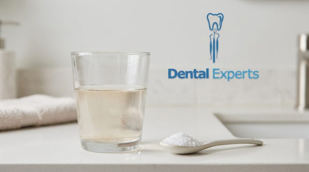Warm salt water rinse used as a home remedy for tooth pain