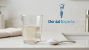 Warm salt water rinse used as a home remedy for tooth pain